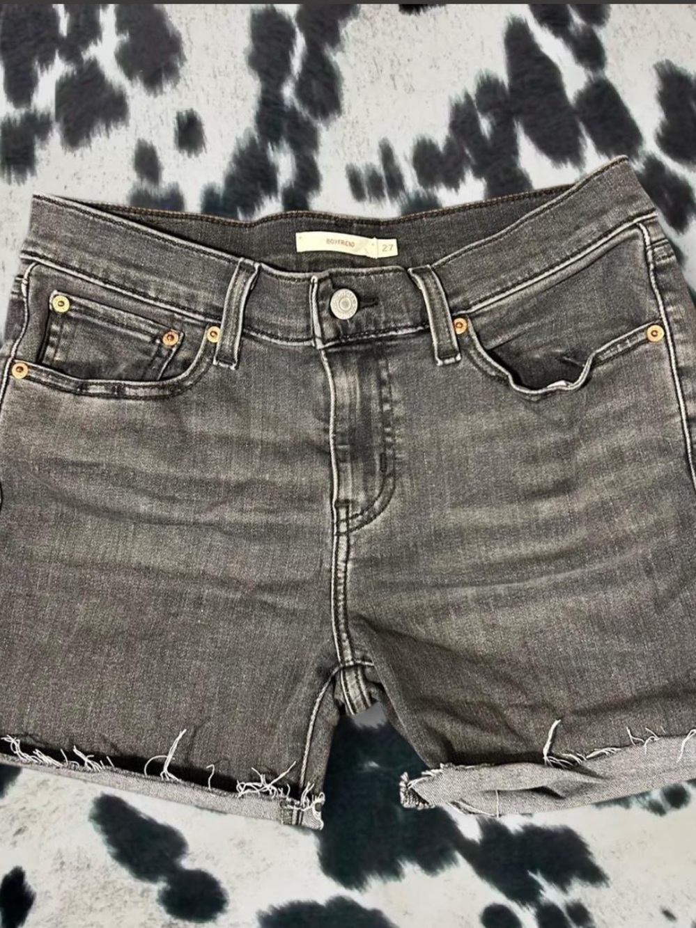 Levi's Black-Grey Denim Cutoff Shorts